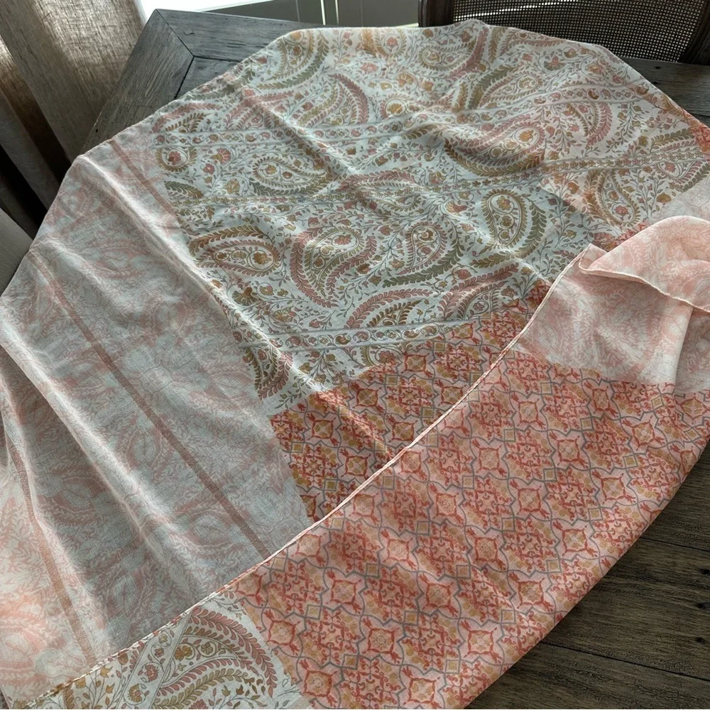 NWT New‎ Directions Lightweight Peach Multi Pattern Spring Scarf Cottagecore New